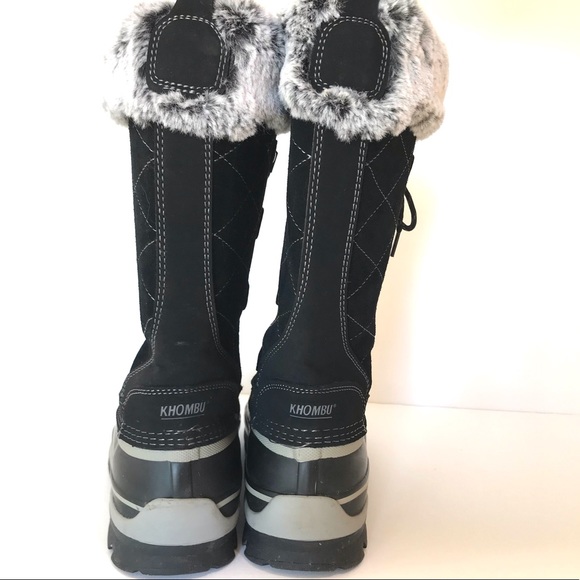 Khombu Black Lace Up Winter Boots (9M) - Picture 7 of 10